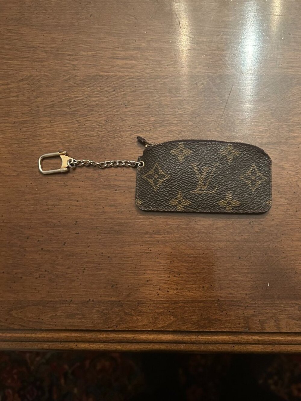 Louis Vuitton Brown Monogram Key Pouch with Gold Hardware